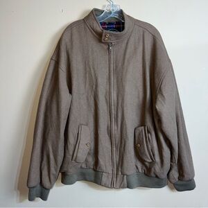 Vintage IZOD Taupe Brown Zip Up Bomber Jacket Size XL